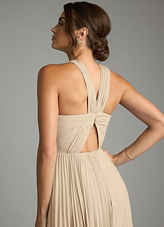 Azazie Afra Abiti da Damigella Abito A-Line in Chiffon Plissettato Champagne image6