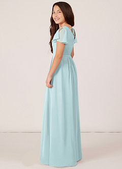 Azazie Peony Junior Robe Trapèze en Mousseline de soie Plissée Brume image5