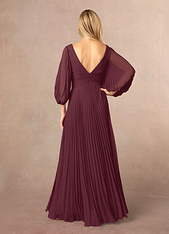 Azazie Zahara Mother of the Bride Dresses Cabernet A-Line V-Neck Pleated Chiffon Dress image4