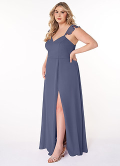 Azazie Everett Bridesmaid Dresses Stormy A-Line V-neck Ruched Chiffon Dress image8