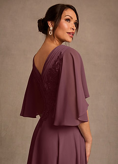 Azazie Tilda Kleider für die Brautmutter A-Linie Spitze Chiffon Kleid Sangria image4