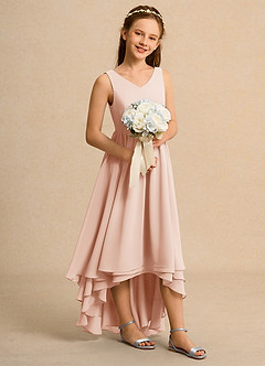 Azazie Kitten Junior Formal Jurken voor bloemenmeisjes A-Lijn Jurk van Chiffon Engelse Roos image3