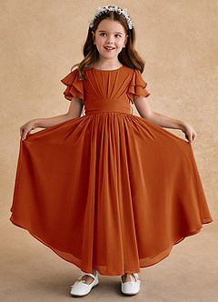 Azazie Ali Flower Girl Dresses Paprika A-Line Pleated Chiffon Dress image1