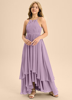 Azazie Elliora Junior Wisteria A-Line Pleated Chiffon Dress image4
