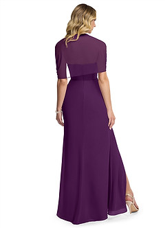 Azazie Zia Bridesmaid Dresses Grape Sheath Side Slit Chiffon Convertible Dress image4