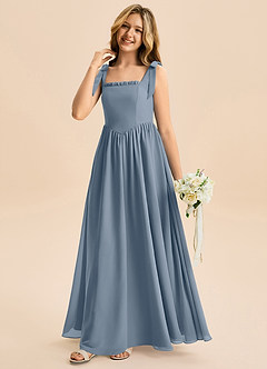 Azazie Delia Junior Abito A-Line in Chiffon Fiocco Crepuscolo image4