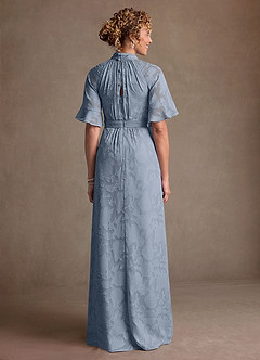 Azazie Hypatia Klänningar till brudens mor Klä Tubklänning i Blommig Utbrändhet Plisserad Dammblå image3