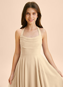 Azazie Kady Junior Champagne A-Line Sweetheart Neckline Chiffon Dress image6