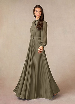 Azazie Adellah Mère de la mariée Robes Robe Trapèze en Mousseline de soie Plissée Vert Saule image2