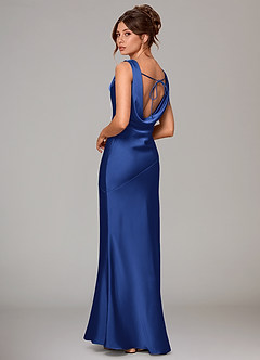 Azazie Rylina Bridesmaid Dresses Royal Blue Mermaid Stretch Satin Dress image4