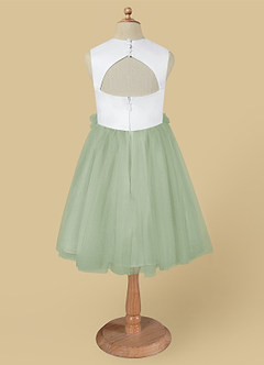 Azazie Loulou Flower Girl Dresses Diamond White Dusty Sage A-Line Sleeveless Tulle Dress image7