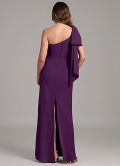 Azazie Capri Bridesmaid Dresses Grape A-Line One Shoulder Chiffon Dress image2