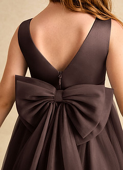 Azazie Winnie Blumenmädchenkleider Ballkleid Schleifen Tüll Kleid Ganache image7