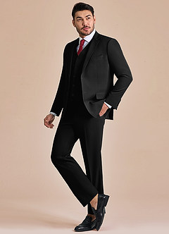 front James Black Structured Stretch 3-piece suit