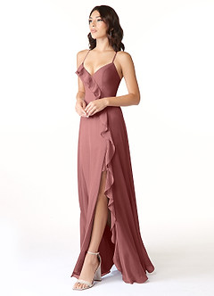 Azazie Tarni Bridesmaid Dresses Amethyst A-Line Chiffon Dress image3