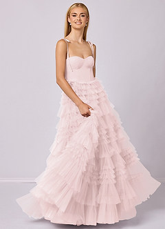 Barbie ♥ Azazie Bridesmaid Dresses Blushing Pink A-Line Sweetheart Neckline Tulle Dress image3