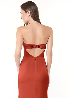 Azazie Leonis Brautjungfernkleider Wandelbar Meerjungfrau-Linie Plissee Stretch-Satin Kleid Rost image2