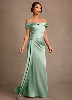 Azazie Beah Kleider für die Brautmutter Etui Schulterfrei Stretch-Satin Kleid Agave image2