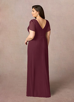Azazie Marianne vestidos de madre de la novia Vestido de Cabernet de Gasa de Recto con Cuello en V plisado image9