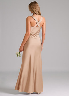 Azazie Kamila Brautjungfernkleider A-Linie Plissee Stretch-Satin Kleid Englisches Rosa image2