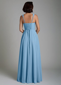 Azazie Azaria Bridesmaid Dresses Steel Blue A-Line Corset Chiffon Dress image6