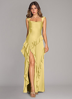 Azazie Sloane Bridesmaid Dresses Canary A-Line Sweetheart Neckline Stretch Satin Dress image1