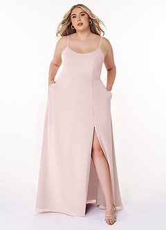 Azazie Moira Bridesmaid Dresses Blushing Pink A-Line Scoop Chiffon Dress image8