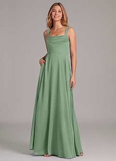 Azazie Shaude Bridesmaid Dresses Matcha A-Line Pleated Chiffon Dress image3