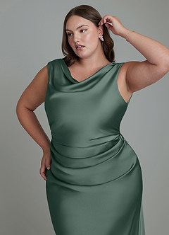 Azazie Kieryn Brudtärnklänningar Klänning av Sjöjungfru i Stretch Satin Plisserad Havsmossa image12
