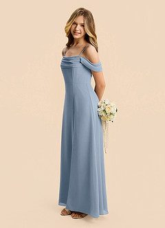 Azazie Lilly Junior Dusty Blue A-Line Pleated Chiffon Dress image3