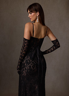 Azazie Jyotsna Wedding Dresses Black Nude A-Line Lace Dress image5