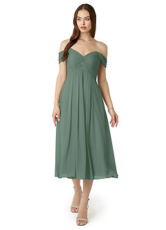 Azazie Vicenta Final Sale Vintage Mauve A-Line Off the Shoulder Chiffon Convertible Dress image1