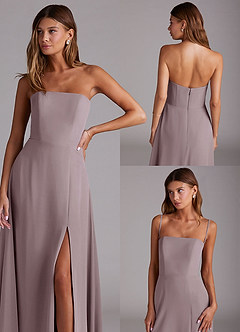 Azazie Wren Bridesmaid Dresses Dusk A-Line Side Slit Chiffon Convertible Dress image9