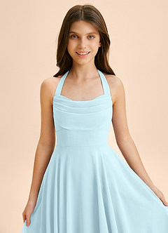 Azazie Kady Junior Robe Trapèze en Mousseline de soie Encolure en Forme de Cœur Bleu Nuage image6