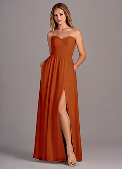 Azazie Joni Bridesmaid Dresses Paprika A-Line Strapless Chiffon Convertible Dress image6