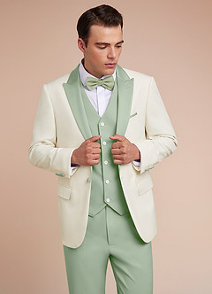 front Adrian Dusty Sage Shawl Lapel Structured Stretch Tuxedo Jacket