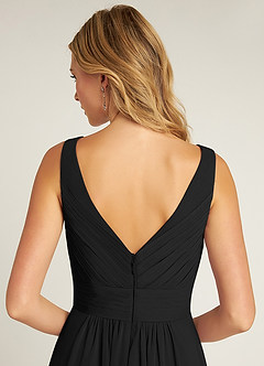 Azazie Pierrette Bridesmaid Dresses Black A-Line Pleated Chiffon Dress image6