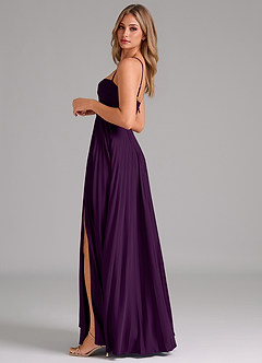Azazie Akiko Bridesmaid Dresses Grape A-Line Sweetheart Neckline Stretch Satin Dress image7