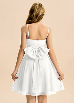 Azazie Bear Junior White A-Line Pleated Chiffon Dress image2