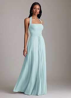 Azazie Clarisa Bridesmaid Dresses Sea Glass A-Line Pleated Chiffon Dress image1