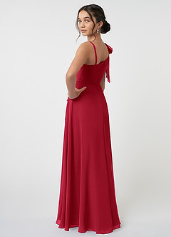 Azazie Aidy Junior Scarlet A-Line Bow Chiffon Dress image4