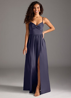 Azazie Zeya Bridesmaid Dresses Stormy A-Line Pleated Stretch Satin Dress image8
