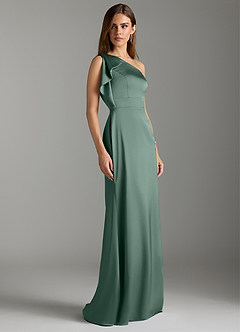 Azazie Rinna Bridesmaid Dresses Eucalyptus Mermaid Ruched Stretch Satin Dress image3