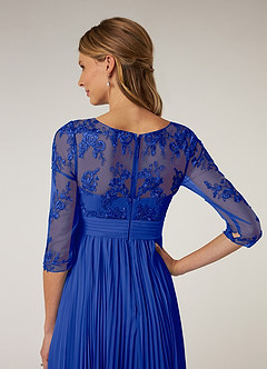 Azazie Tutu Abiti per la Madre della Sposa Abito A-Line in Chiffon in Pizzo con Scollo a Barca Blu Reale image6