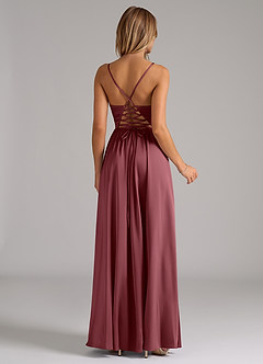 Azazie Aaida Bridesmaid Dresses Desert Rose A-Line Corset Stretch Satin Dress image6