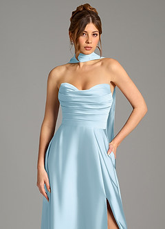 Azazie Ayla Bridesmaid Dresses Sky Blue A-Line Corset Stretch Satin Dress image2