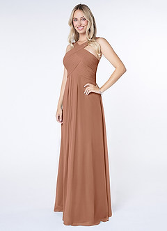 Azazie Kaleigh Bridesmaid Dresses Bronzer A-Line Pleated Chiffon Dress image3