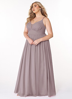 Azazie Rayna Brautjungfernkleider A-Linie V-Hals Gefaltet Chiffon Kleid Dämmerung image9