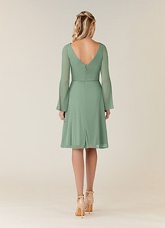 Azazie Teraso Final Sale Dusty Blue A-Line Pleated Mesh Dress image2