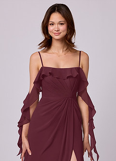 Barbie ♥ Azazie Bridesmaid Dresses Cabernet A-Line Off the Shoulder Chiffon Convertible Dress image2